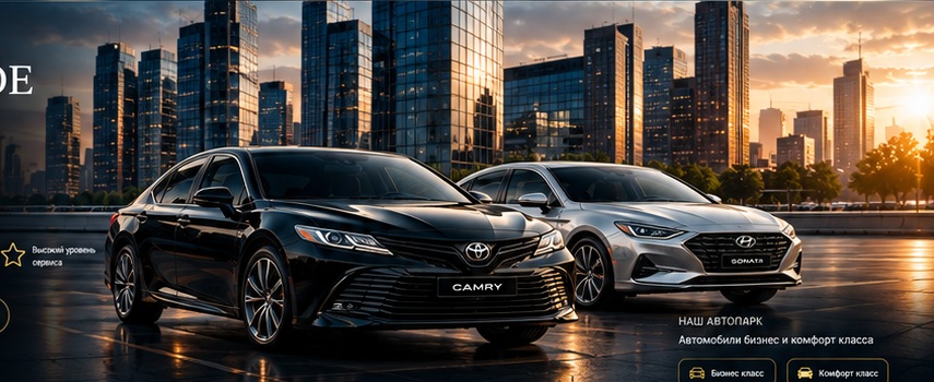 Корпоративное такси в Тюмени: Toyota Camry и автомобиль комфорт класса